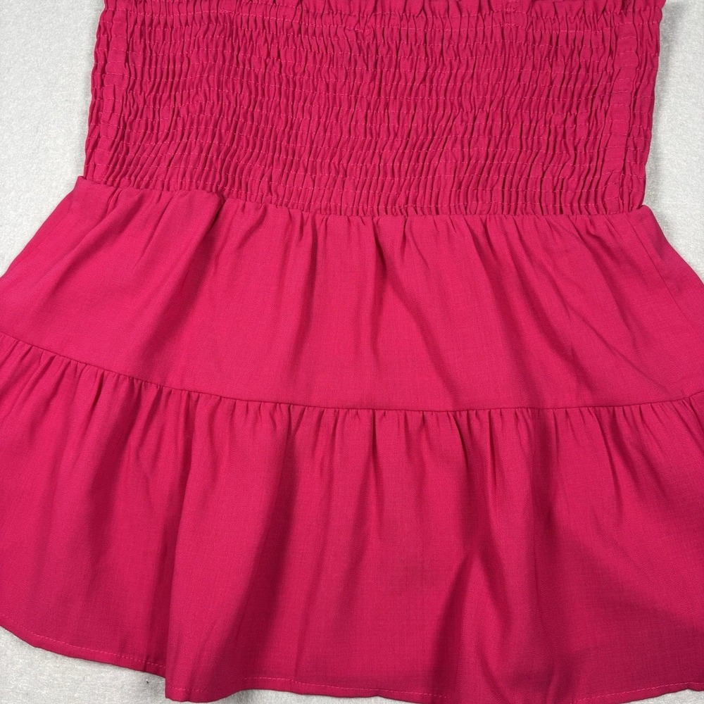 Paper Crane Tank Top Pink Smocked Bust Tiered Babydoll Strap Size Medium Y2K - Picture 7 of 9